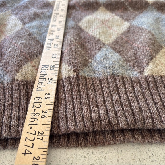 VTG Breamar Mens XL 100% Scottish Wool Sweater Vest Argyle  Made in Hong Kong - Picture 7 of 9